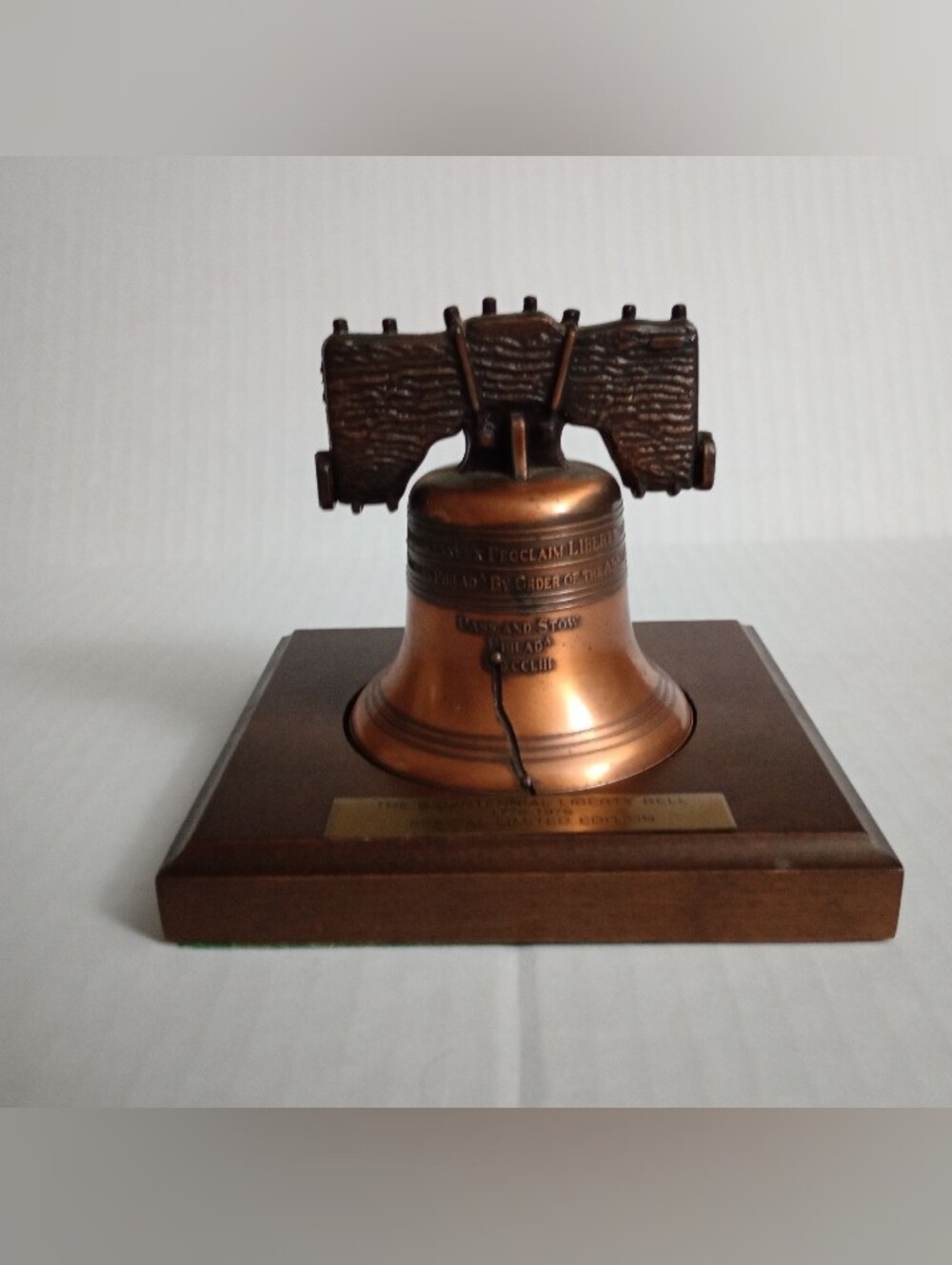 Liberty Bell 1776-1976 Bicentennial on Wood Base Engraved Limited Edition